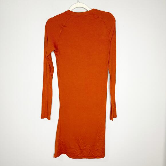 Alix NYC Womens Pratt Mini Dress Ribbed Long Sleeves Front Cut-Out Amber Size XL - Picture 6 of 12